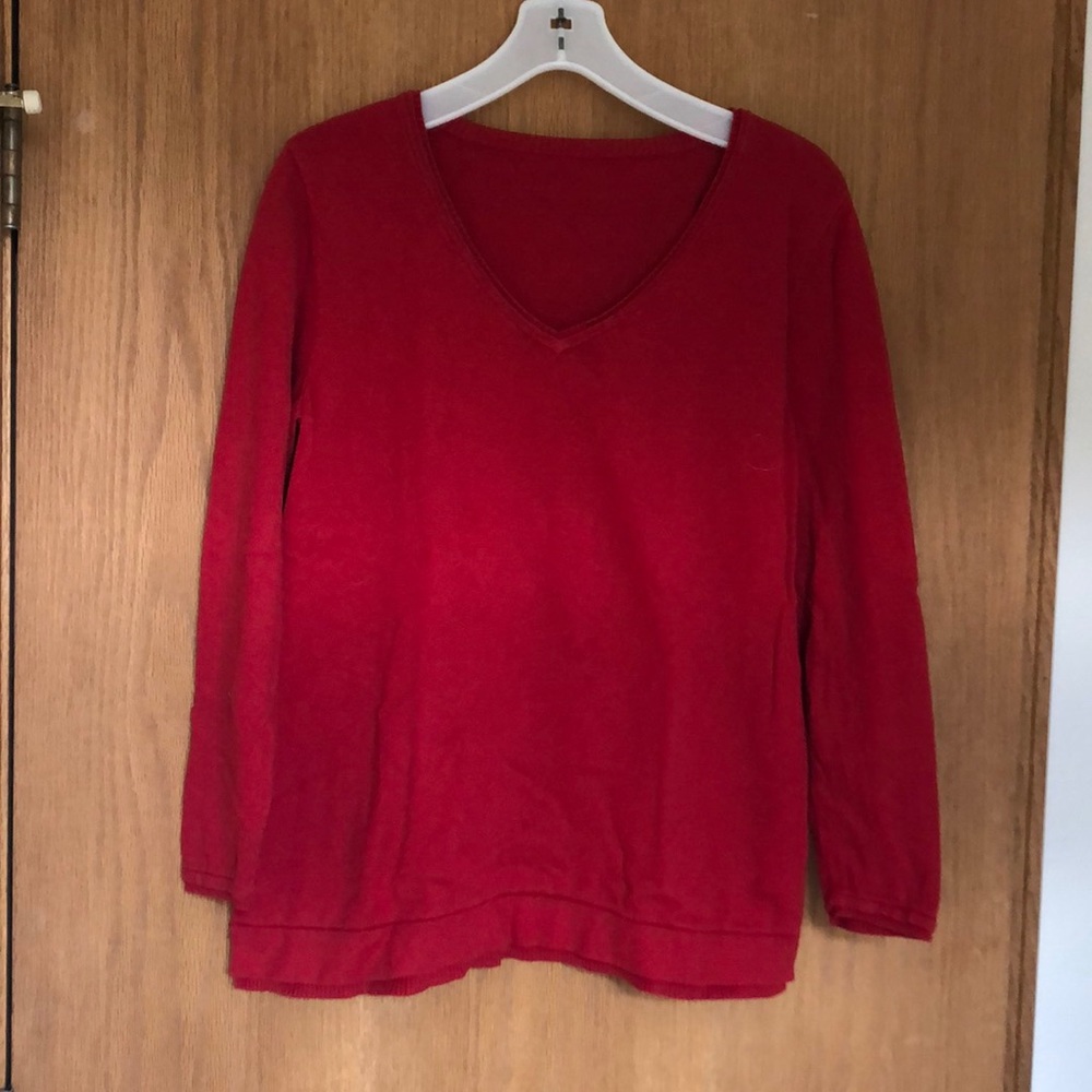 Red V neck sweater